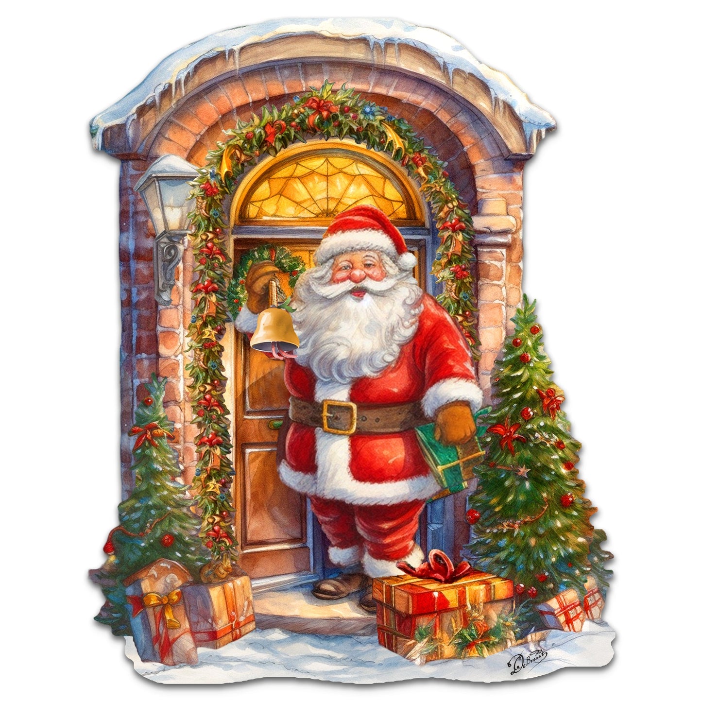 Knocking the door Santa Holiday Door Decor  by G. Debrekht - Christmas Decor - 8611044H
