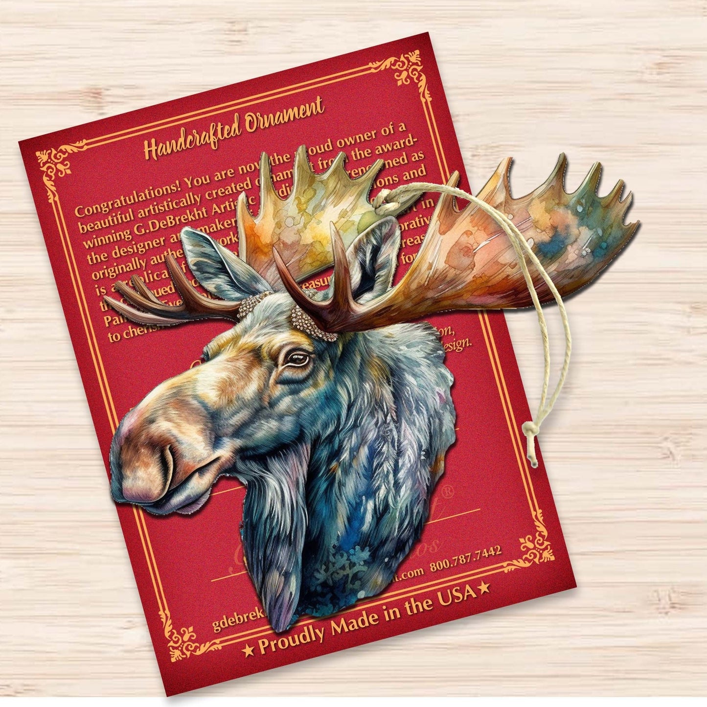 Alaskan Majestic Moose Wooden Ornaments by G.Debrekht - Wildlife Holiday Decor - 8710108-1