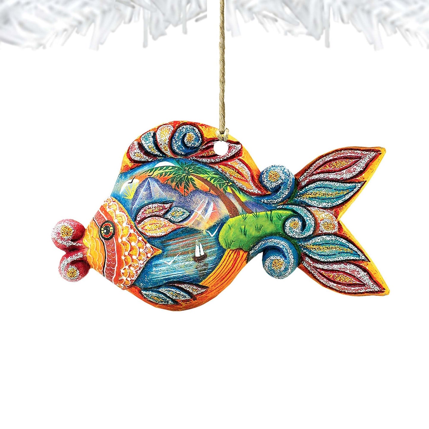 Paradise Fish Christmas Wooden Ornaments by G. DeBrekht - Coastal Holiday Decor - 8126161