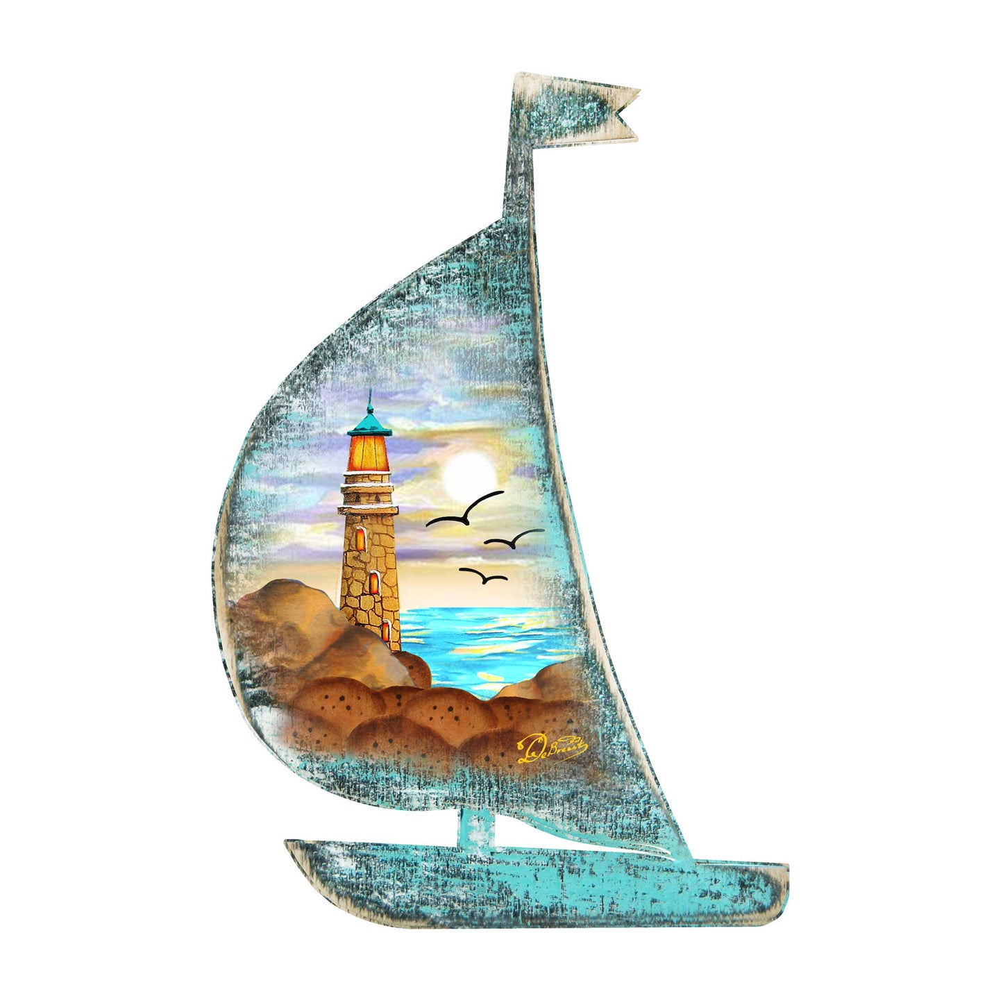 Lighthouse Boat Decorative Door Decor by G. DeBrekht - Coastal Holiday Decor - 8198524H