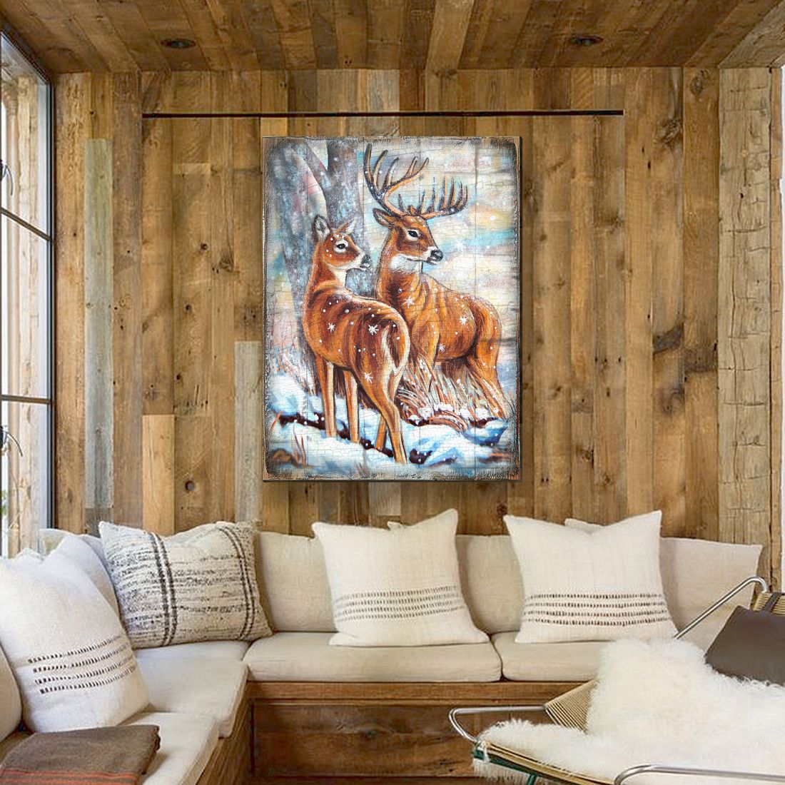 Schmid Deer's Art Wooden Wall Art by Nature Wonders - Nature Wildlife Decor  - 95212B