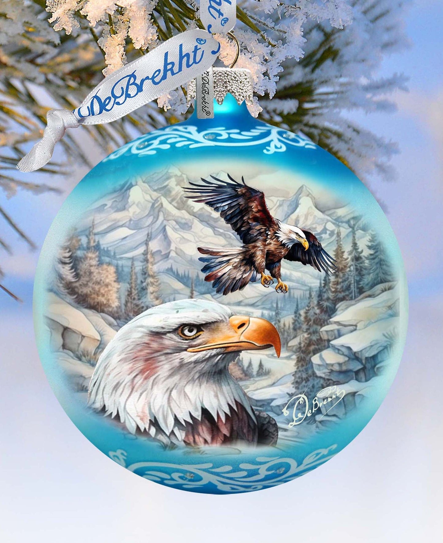 The Land of the Free - American Eagle Glass Ornament by G. Debrekht - Christmas Decor - 73387