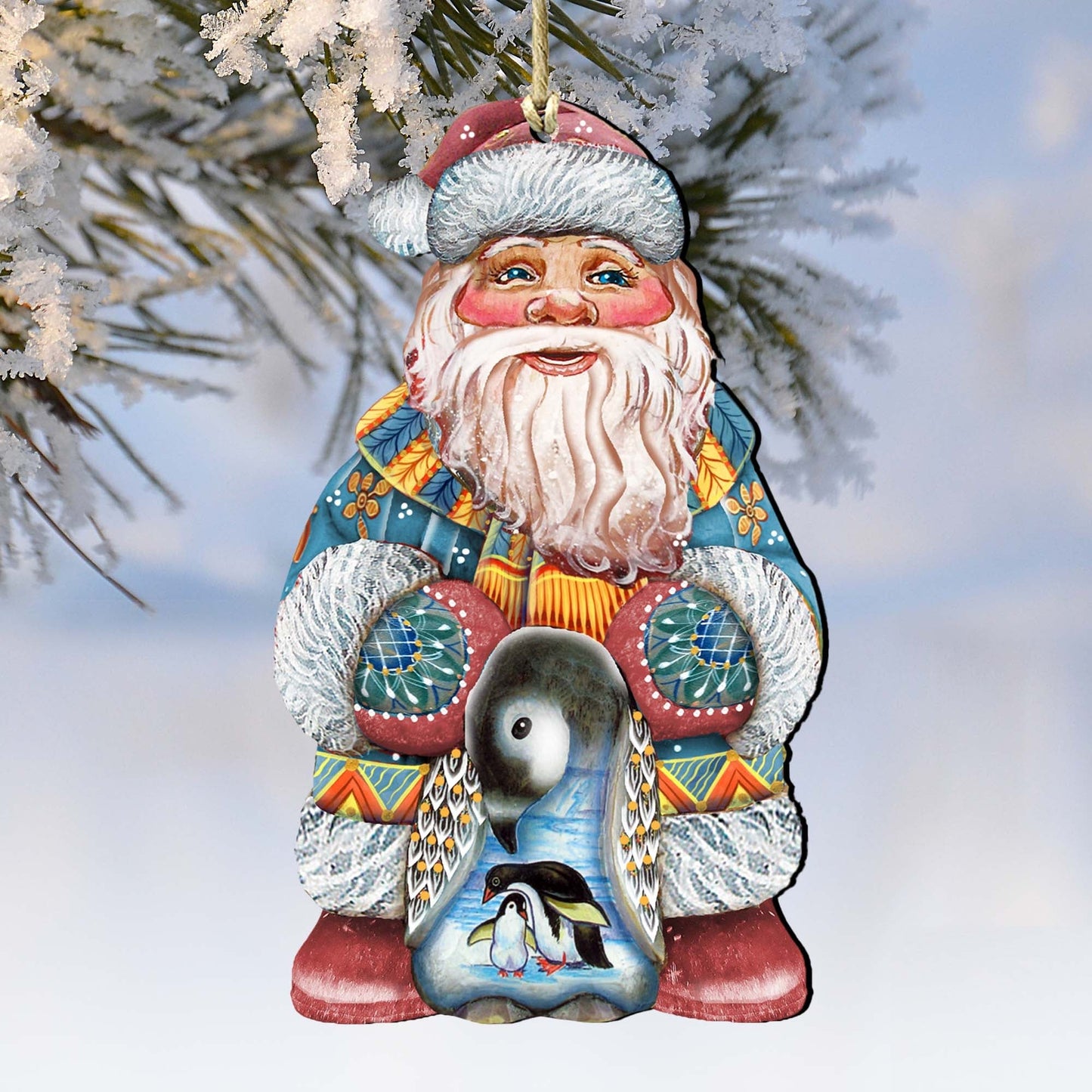 Penguin Santa Christmas Wooden Ornaments by G. DeBrekht - Christmas Santa Snowman Decor - 8118051
