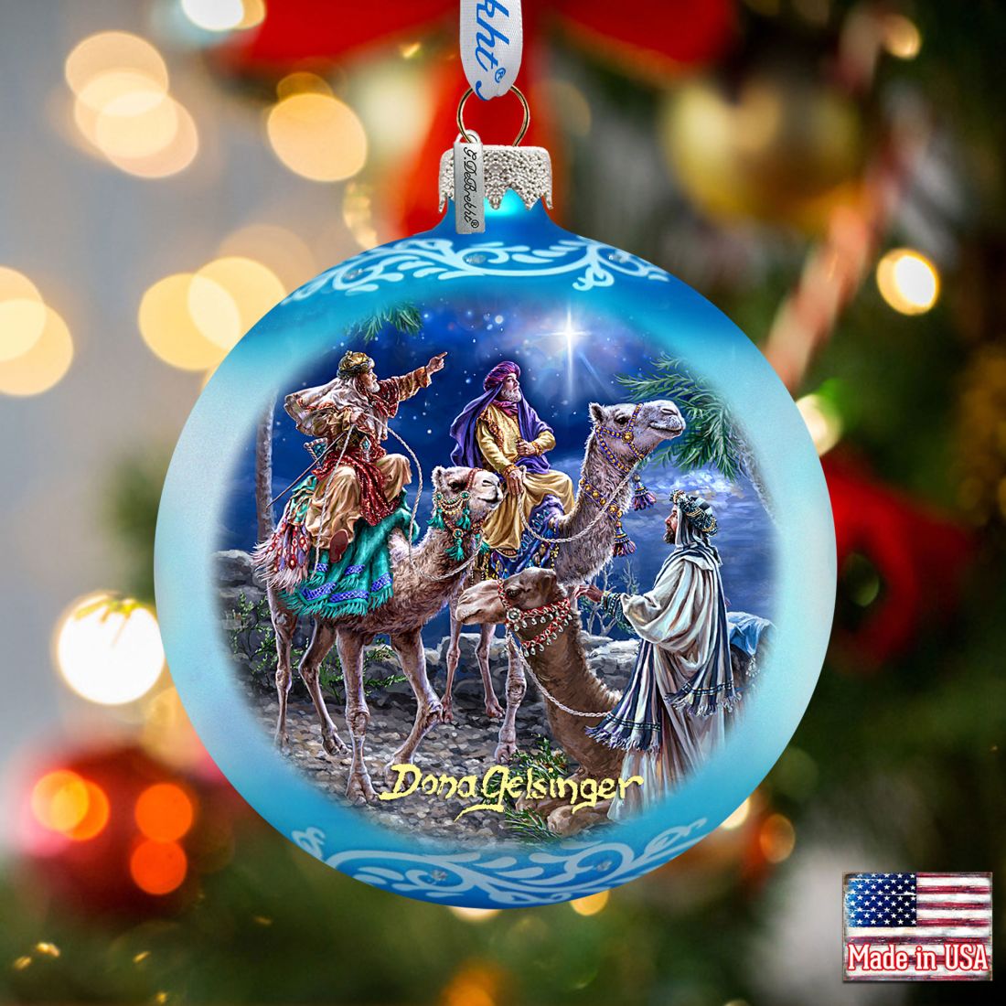 Holy Night Glass Ornament Set of 3 by D. Gelsinger - Nativity Holiday Décor - 73748-S3-DG
