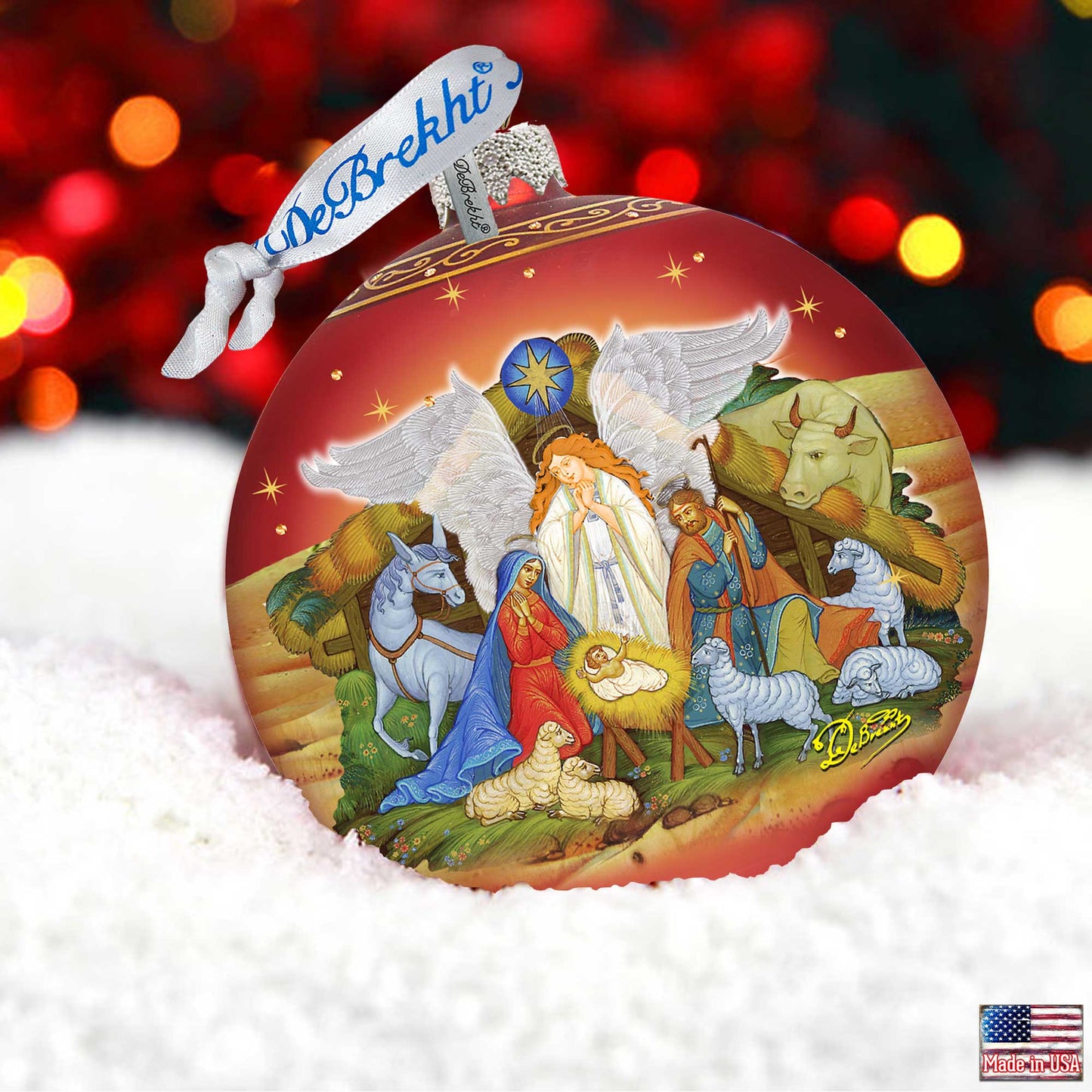 Guarding Light Nativity Glass Ornament Limited Edition by G. DeBrekht - Inspirational Nativity Décor - 73860-2
