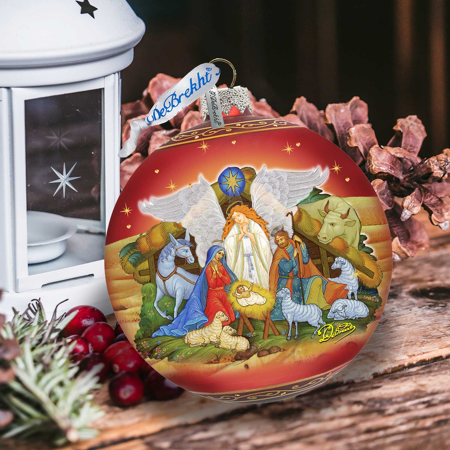 Guarding Light Nativity Glass Ornament Limited Edition by G. DeBrekht - Inspirational Nativity Décor - 73860-2