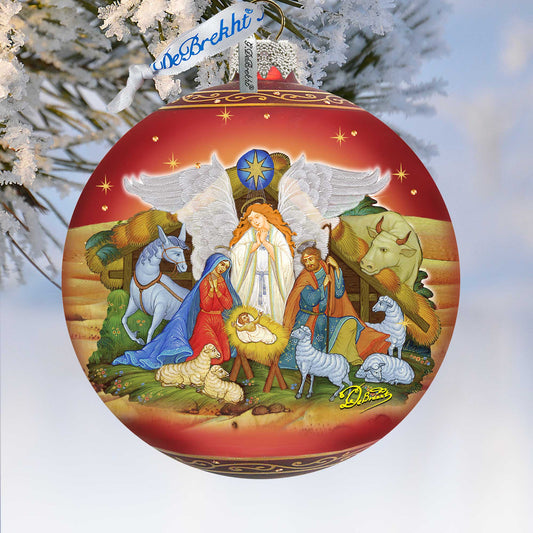 Guarding Light Nativity Glass Ornament Limited Edition by G. DeBrekht - Inspirational Nativity Décor - 73860-2