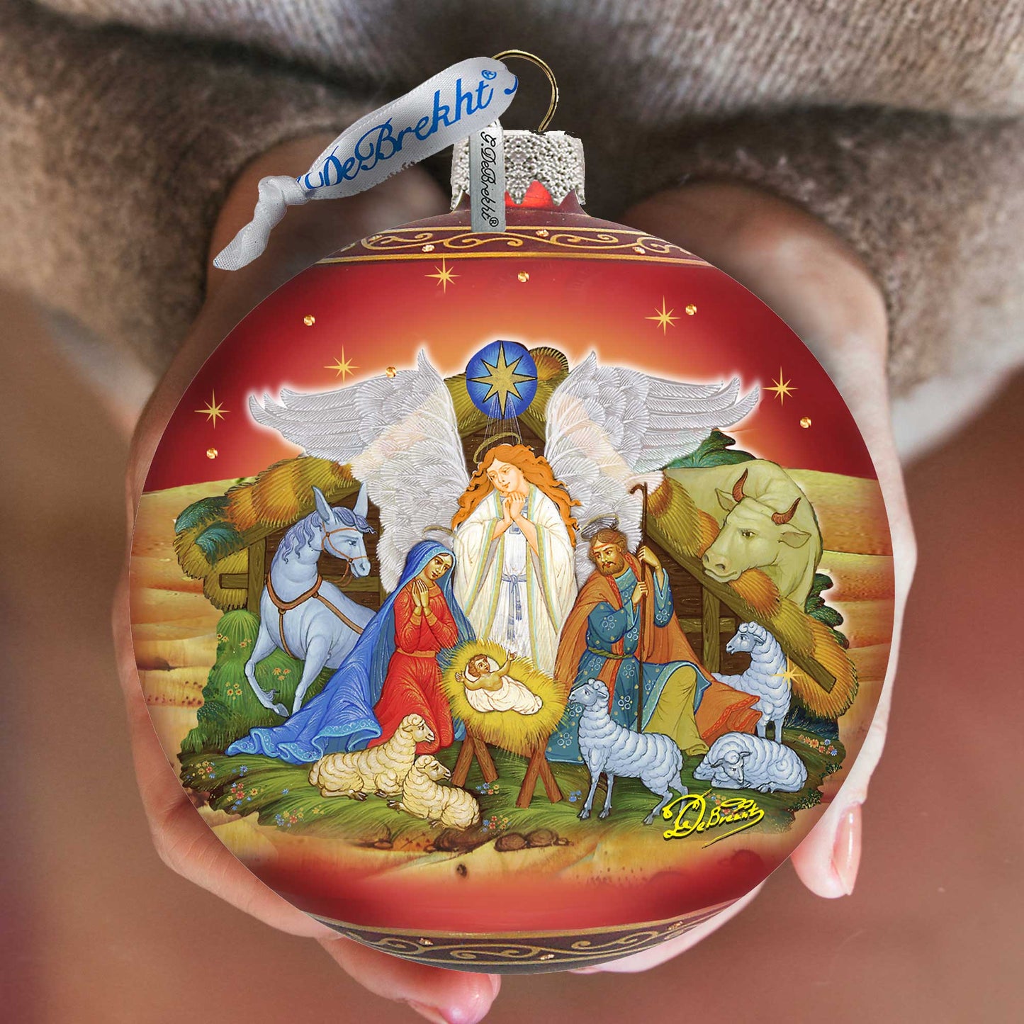 Guarding Light Nativity Glass Ornament Limited Edition by G. DeBrekht - Inspirational Nativity Décor - 73860-2