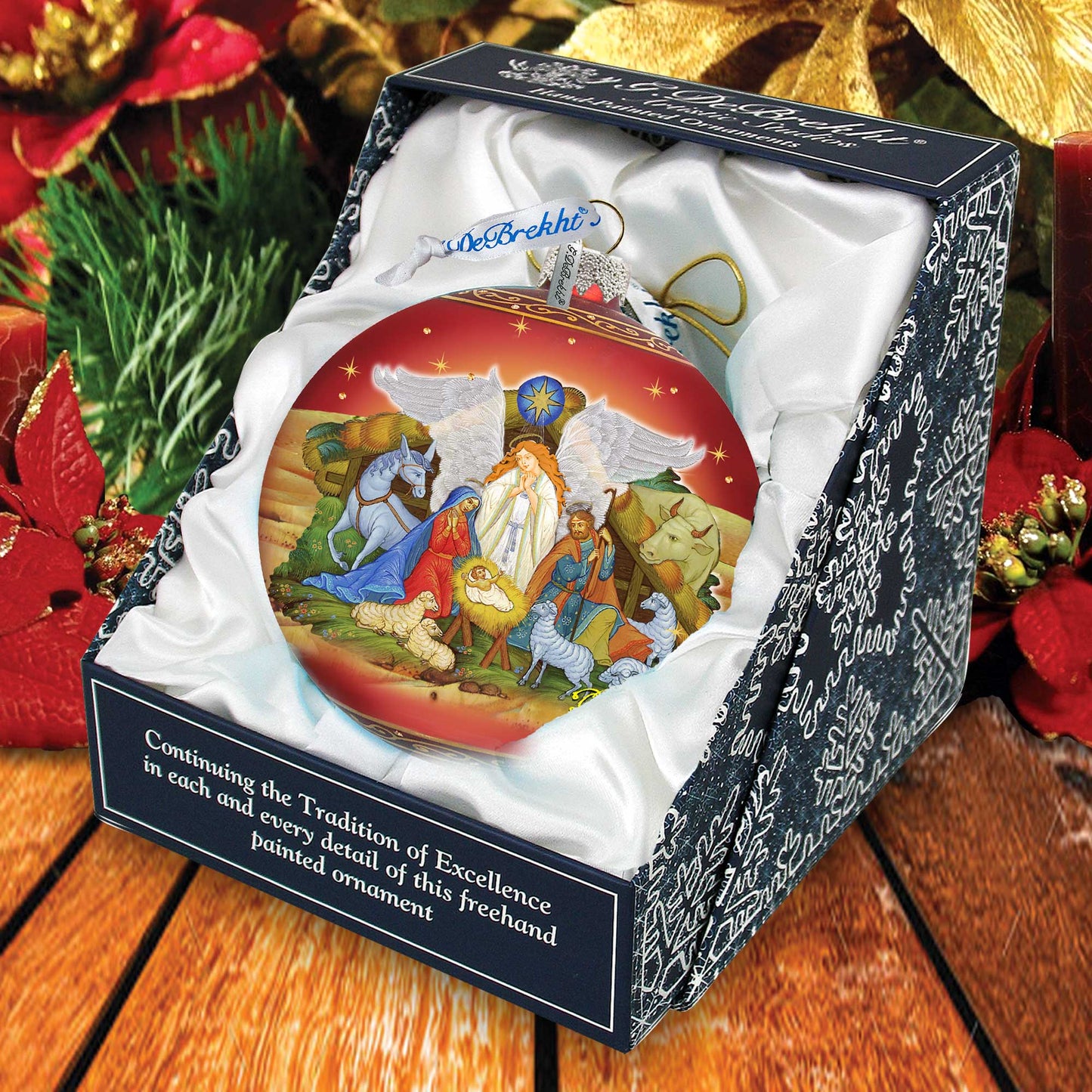 Guarding Light Nativity Glass Ornament Limited Edition by G. DeBrekht - Inspirational Nativity Décor - 73860-2