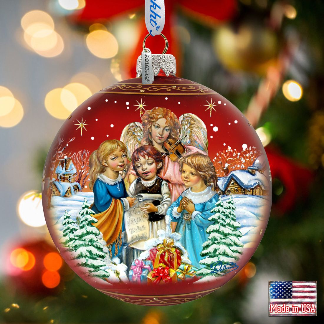 Christmas Guardian Angel Ball Glass Ornament Limited Edition by G. DeBrekht - Christmas Décor - 73877