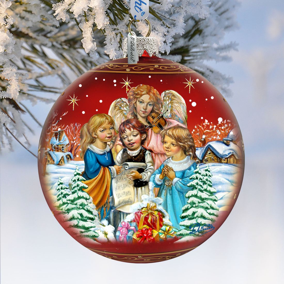 Christmas Guardian Angel Ball Glass Ornament Limited Edition by G. DeBrekht - Christmas Décor - 73877