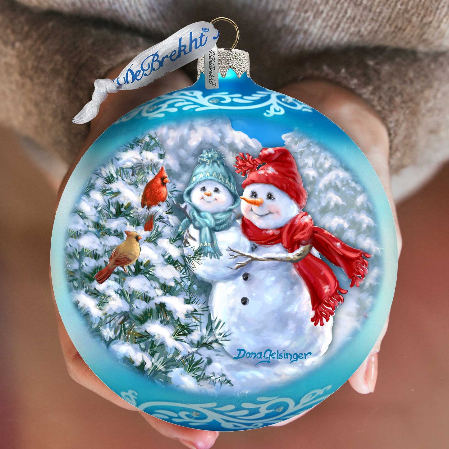 Baby Snowman's First Winter Lg Glass Ornament in Blue by Gelsinger - Christmas Décor - 73923B-DG