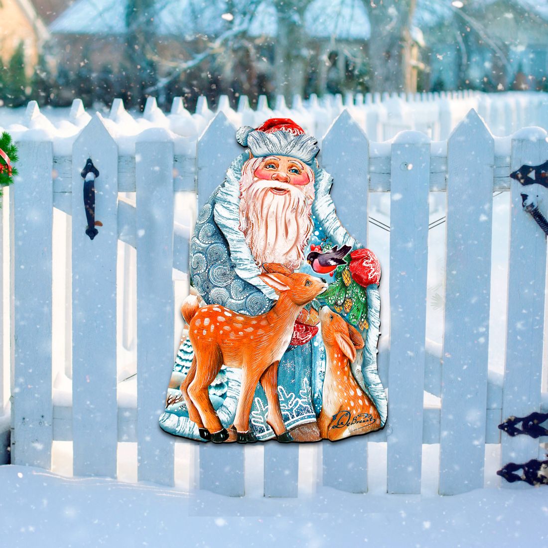 Winter Treasure Christmas Door Decor by G. DeBrekht - Christmas Santa Snowman Decor - 8114500H