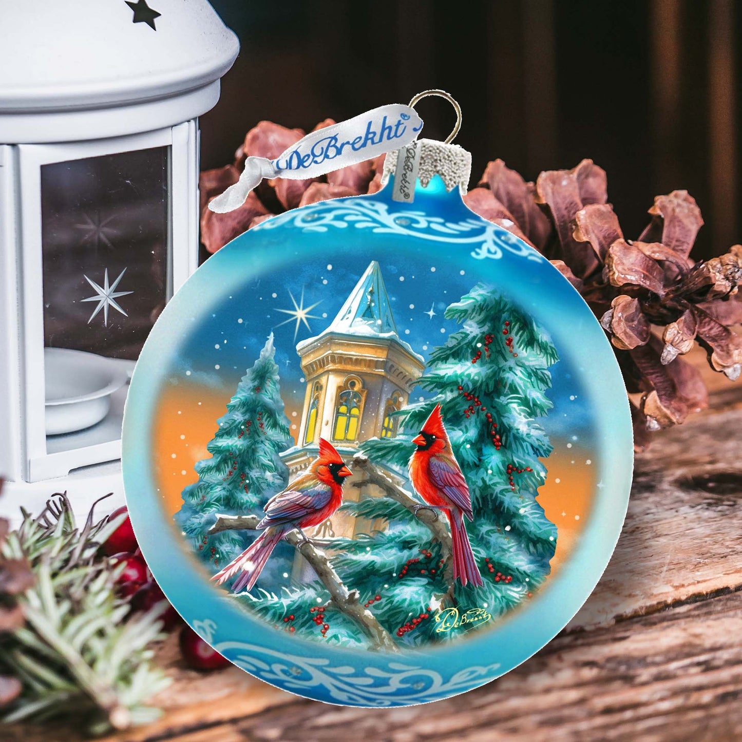 Cardinal Night Serenade Lg Glass Ornament by G.Debrekht Wildlife Holiday Décor - 73963