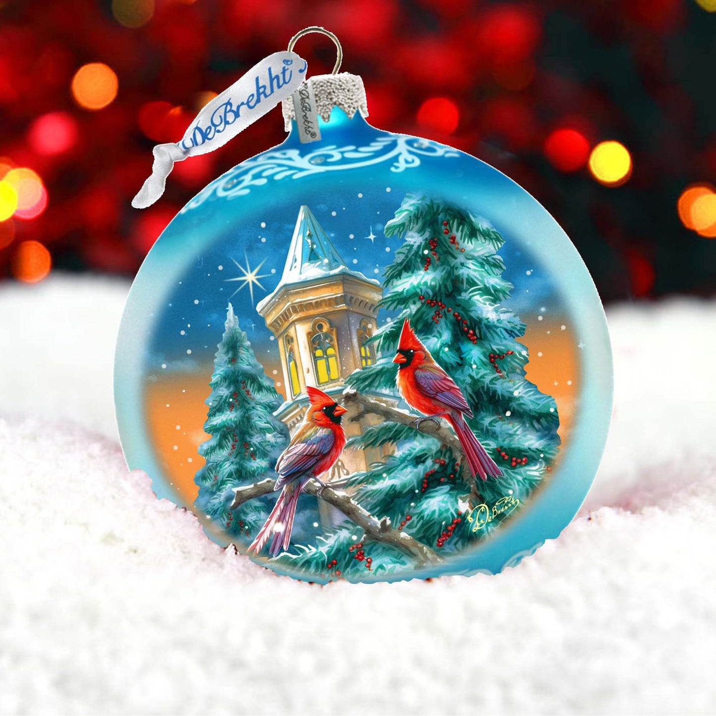 Cardinal Night Serenade Lg Glass Ornament by G.Debrekht Wildlife Holiday Décor - 73963