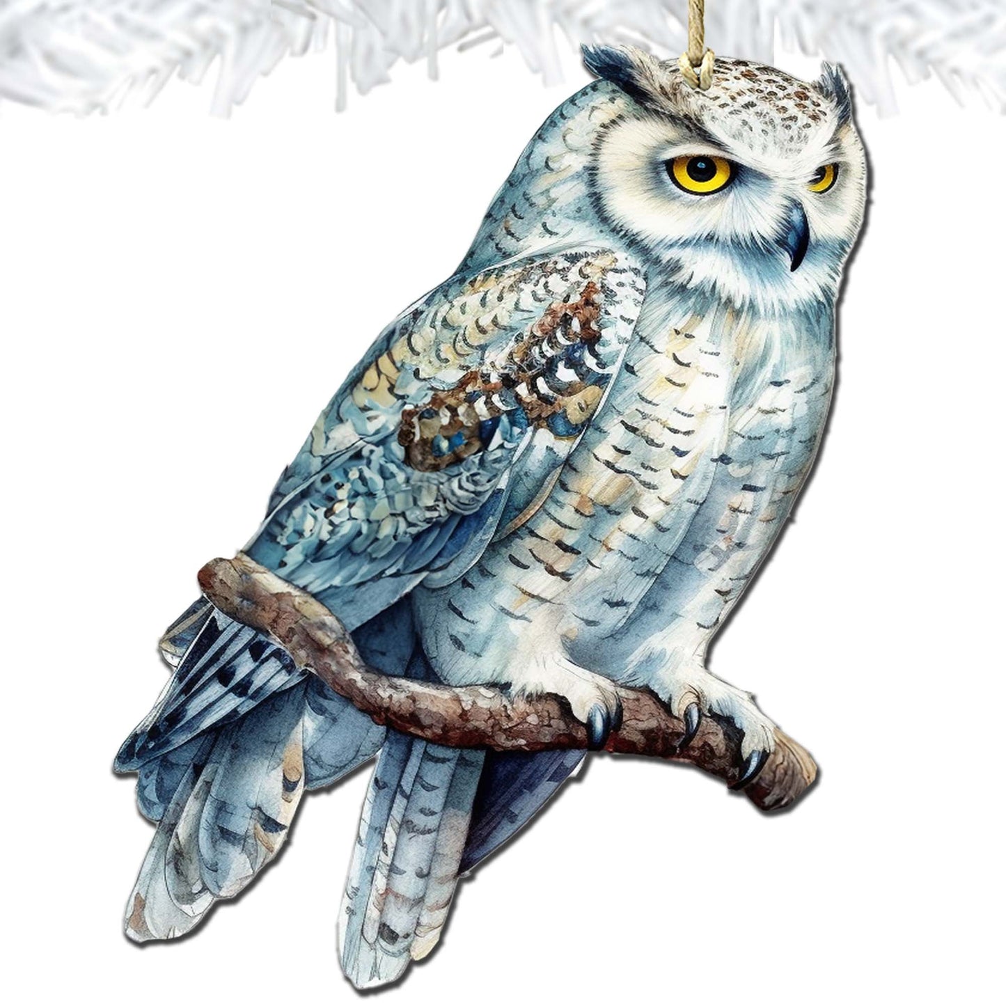 Alaskan Snowy Owl Wooden Ornaments by G.Debrekht - Wildlife Holiday Decor - 8710004-5