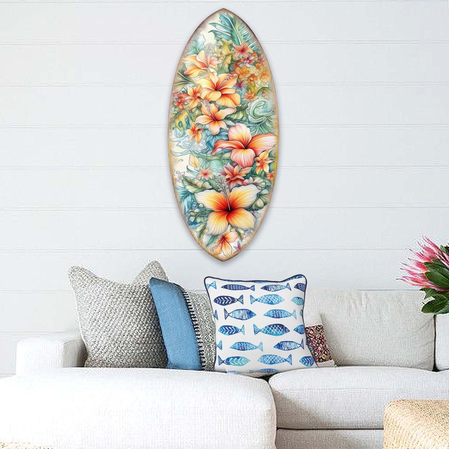 Bloom Harmony Surfboard Coastal Wall Art by G. DeBrekht - Coastal Holiday Decor - 8490132HS