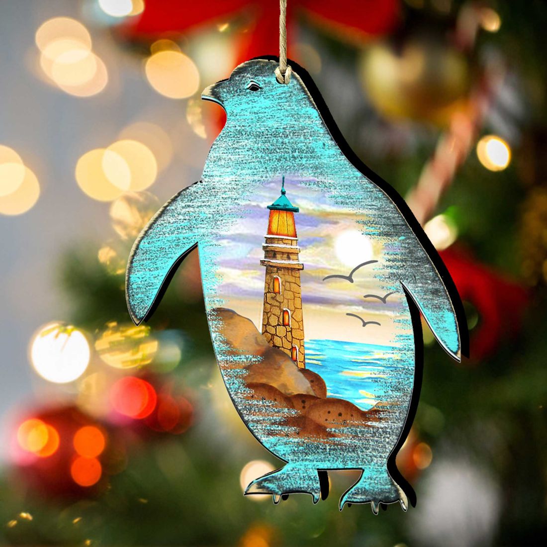 Penguins Wooden Ornaments by G. DeBrekht - Coastal Holiday Decor - 8198542