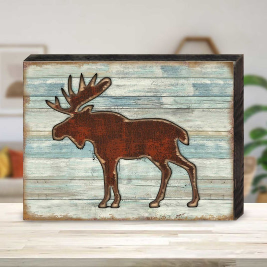 Rustic Moose Wooden Wall Art by G. DeBrekht - Wildlife Holiday Decor - 8198222B