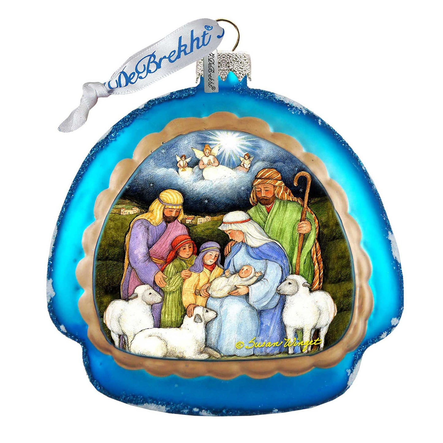 Holy Night Glass Ornament by Susan Winget - Nativity Holiday Decor - 756-205-SW