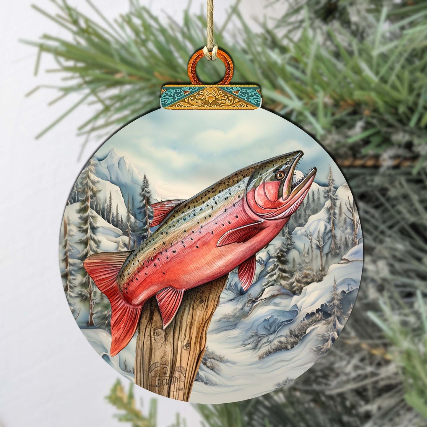 Alaskan Red Sockeye Wooden Ornaments by G.Debrekht - Wildlife Holiday Decor - 870047