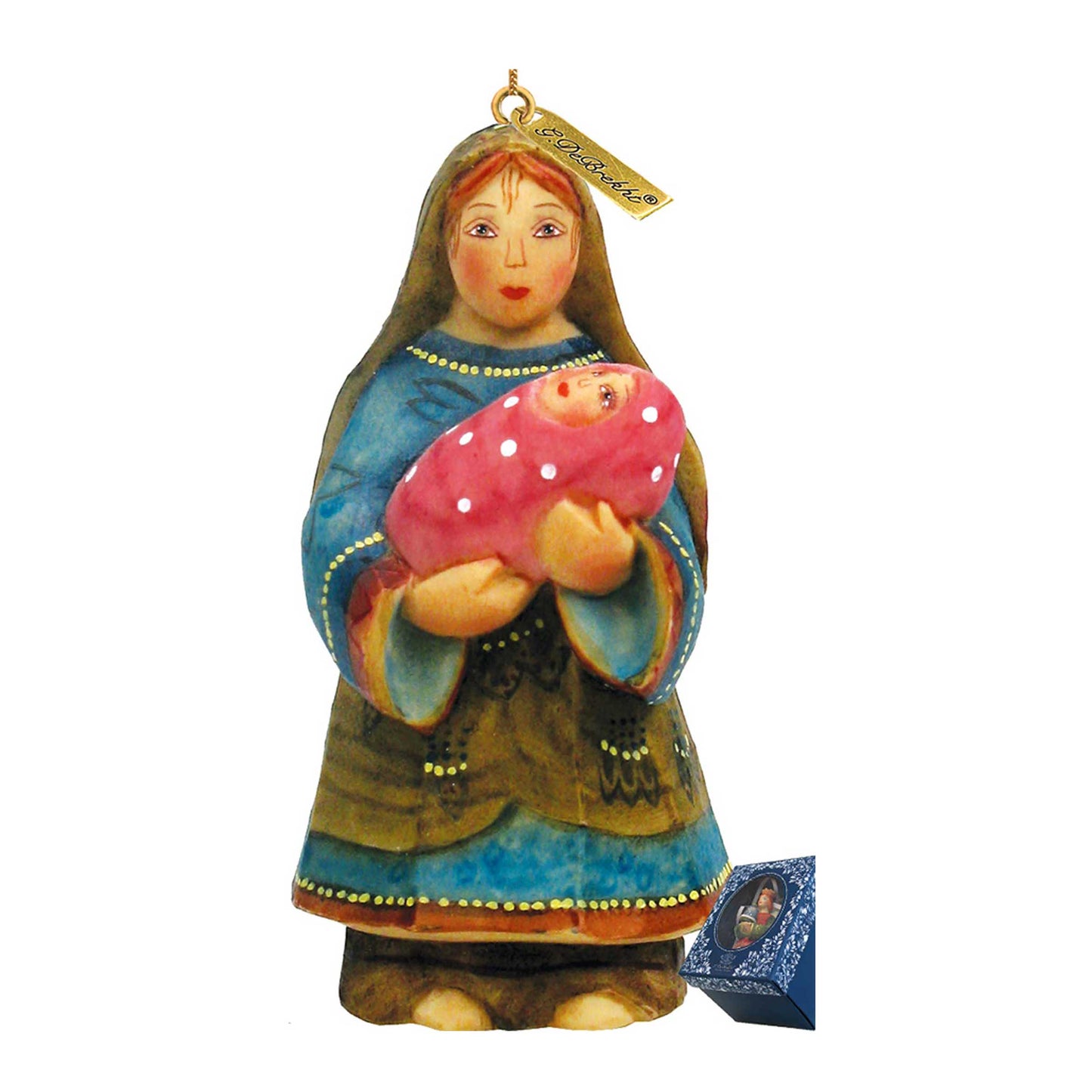 Mary Sculpted Hand-Painted Christmas Figurine by G. DeBrekht - Christmas Santa Snowman Decor - 652621