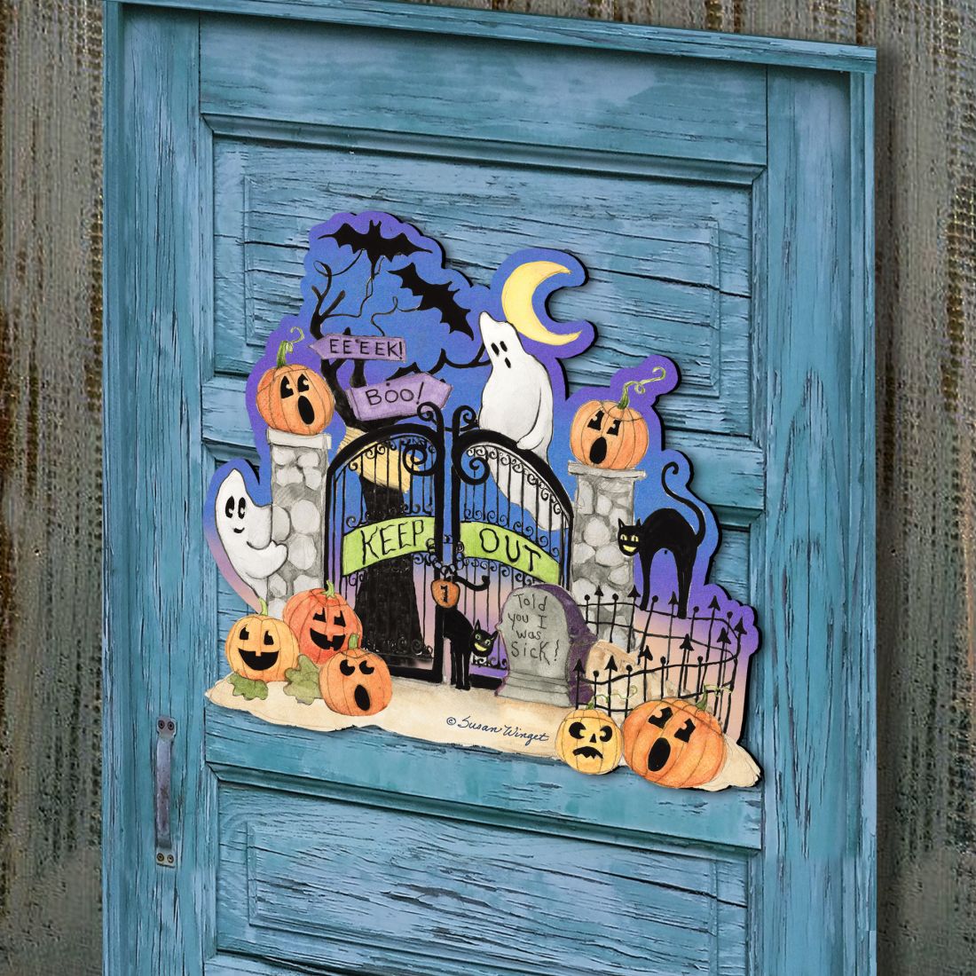 Halloween Scene Door Decor by Susan Winget - Thanksgiving Themed Halloween Decor - 8471205H-SW