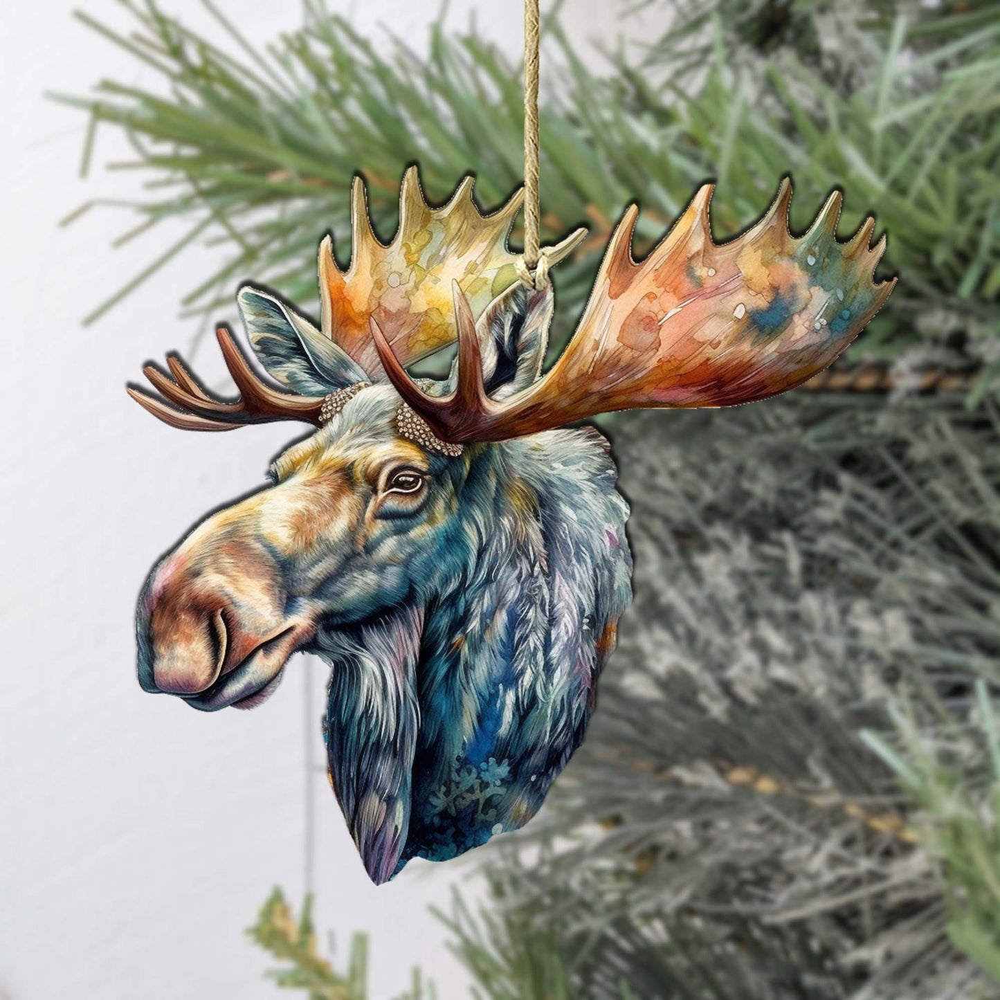 Alaskan Majestic Moose Wooden Ornaments by G.Debrekht - Wildlife Holiday Decor - 8710108-1