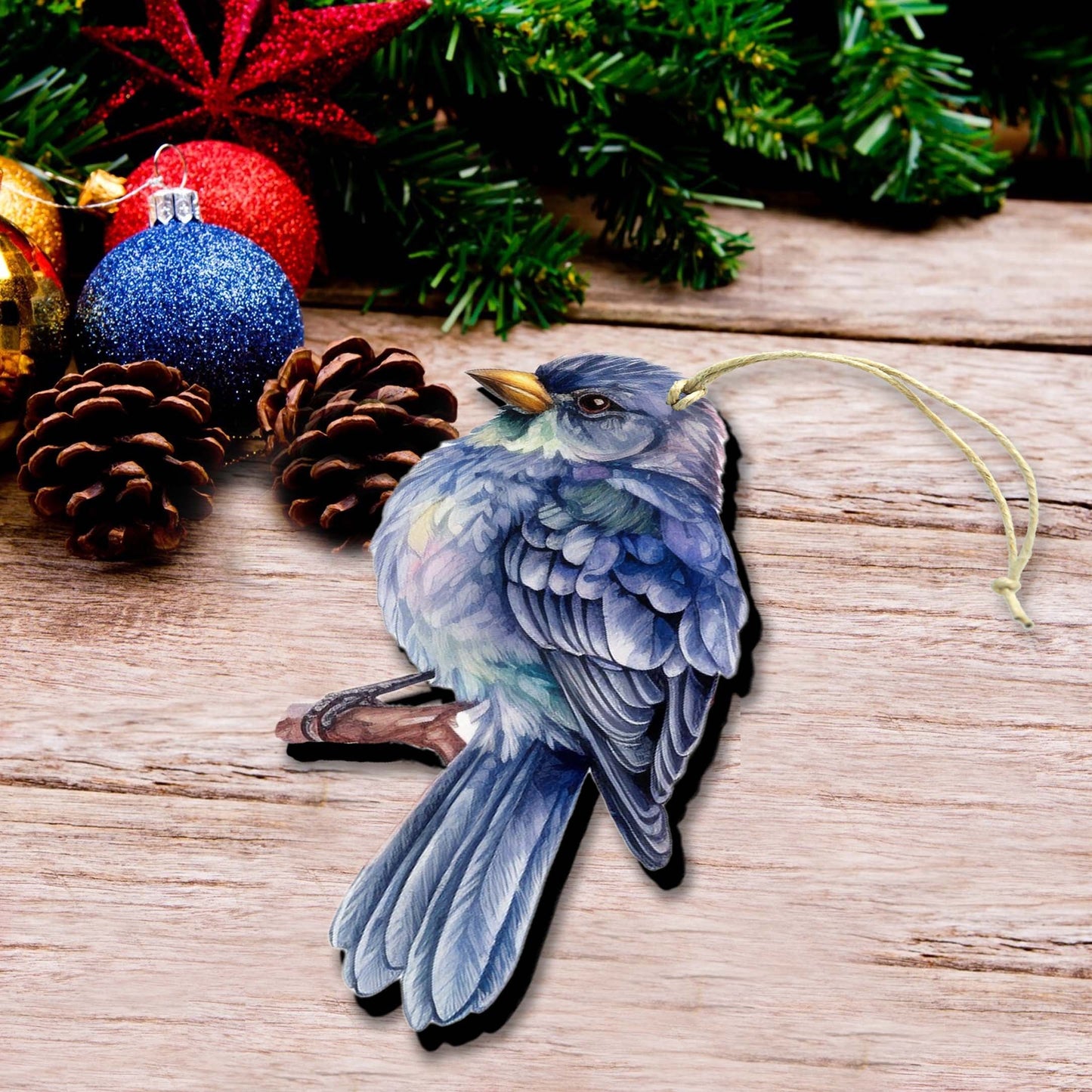 Alaskan Bluebird Wooden Ornaments by G.Debrekht - Wildlife Holiday Decor - 8710005-2