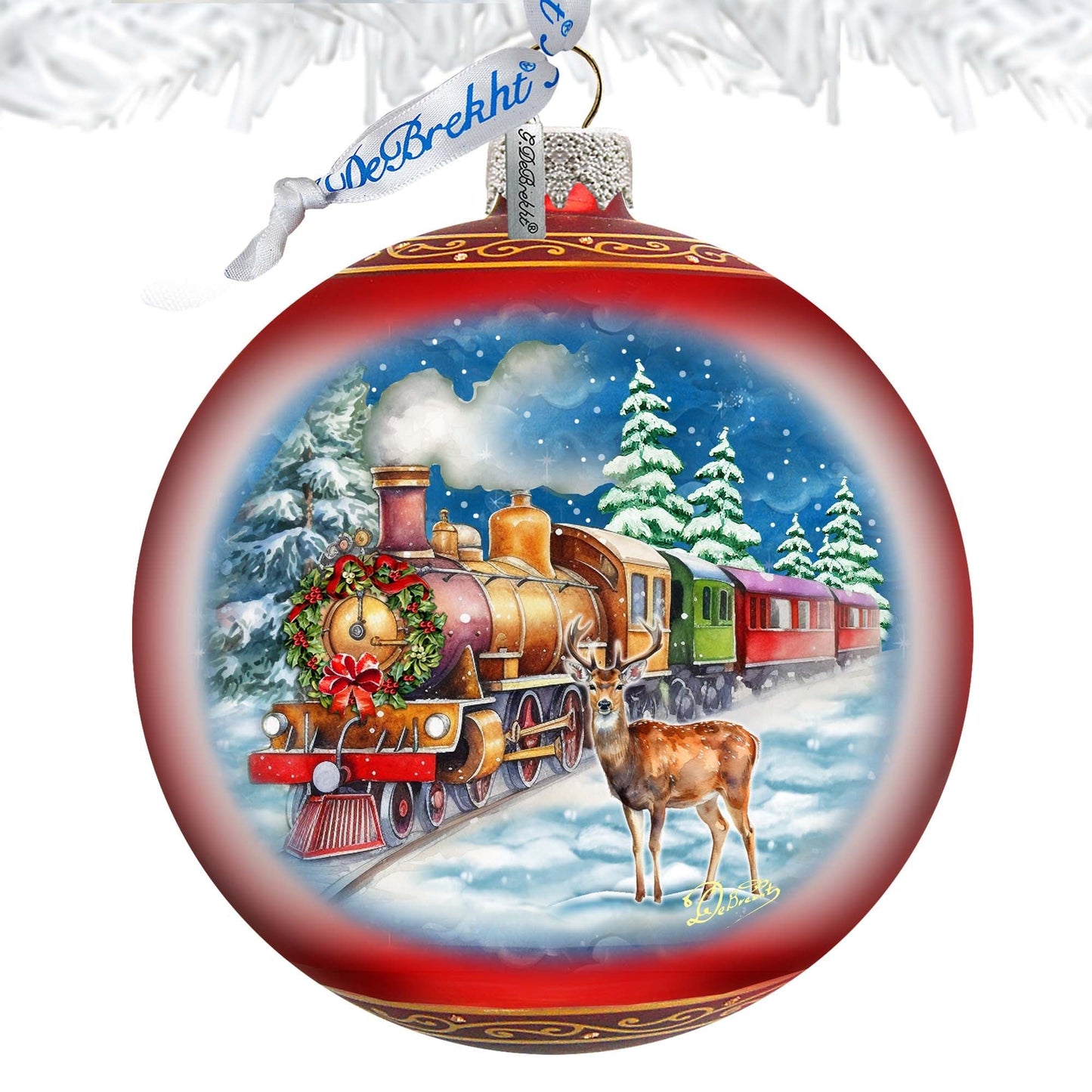 Antler Express Lg Glass Ornament by G.Debrekht - Christmas Holiday Decor - 73946