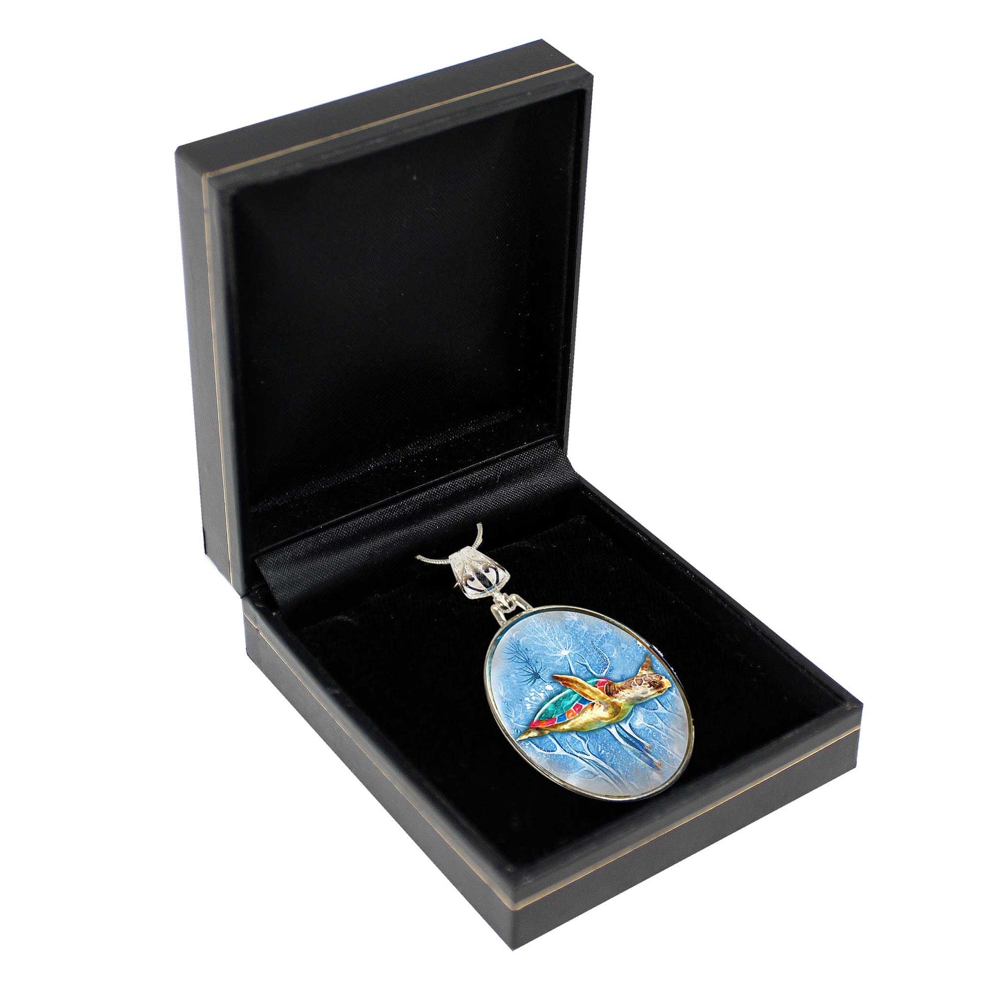 Turtle Pendant Silver-Plated Mother of Pearl Jewelry Pendant Necklace - 44053