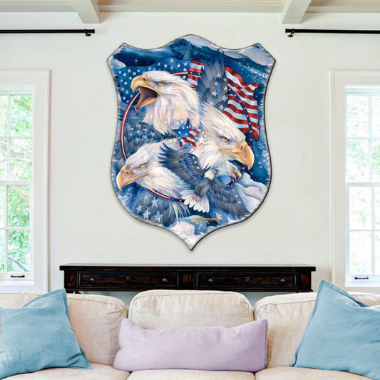 Allegiance Patriotic Eagles Wall Art by J. Bergsma - Wildlife Holiday Decor - 8591730W-JB