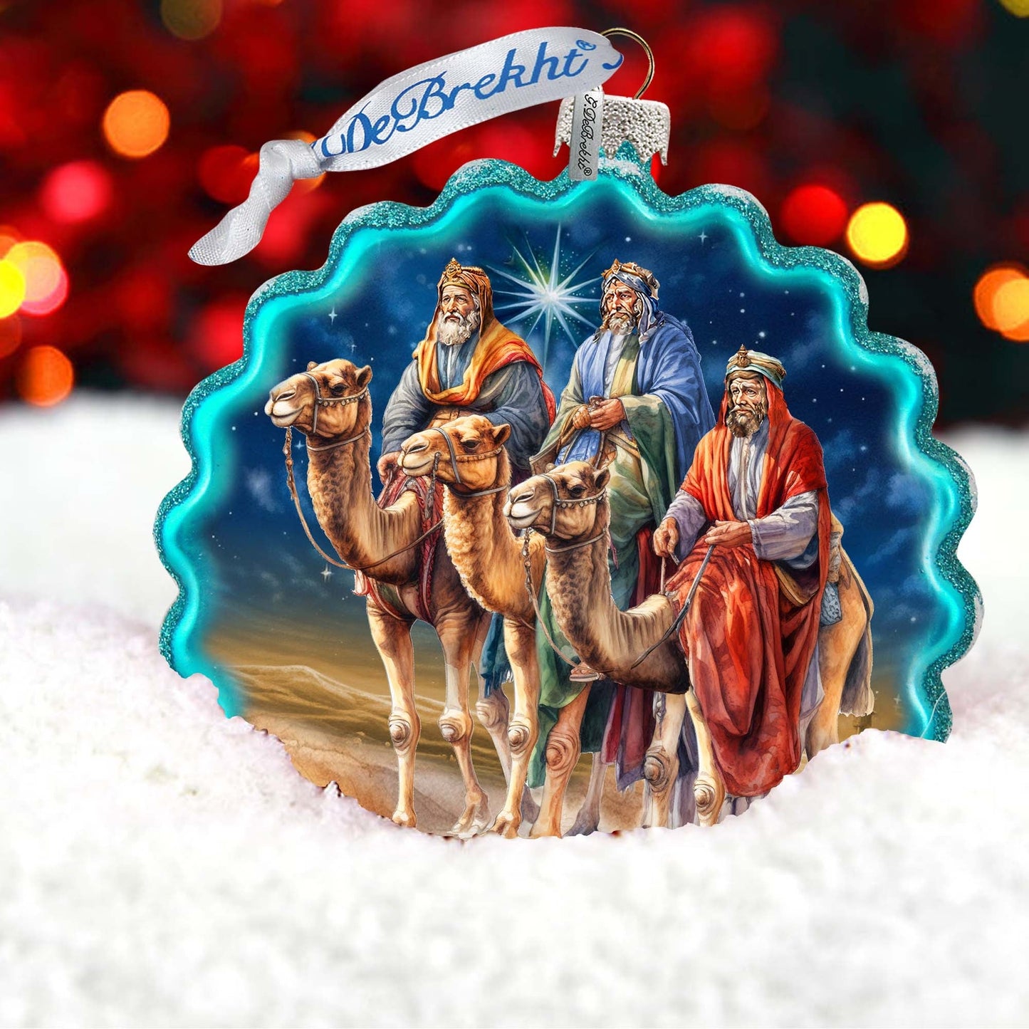 Three Kings Wreath Glass Ornament by G. Debrekht - Nativity Holiday Décor - 759-046