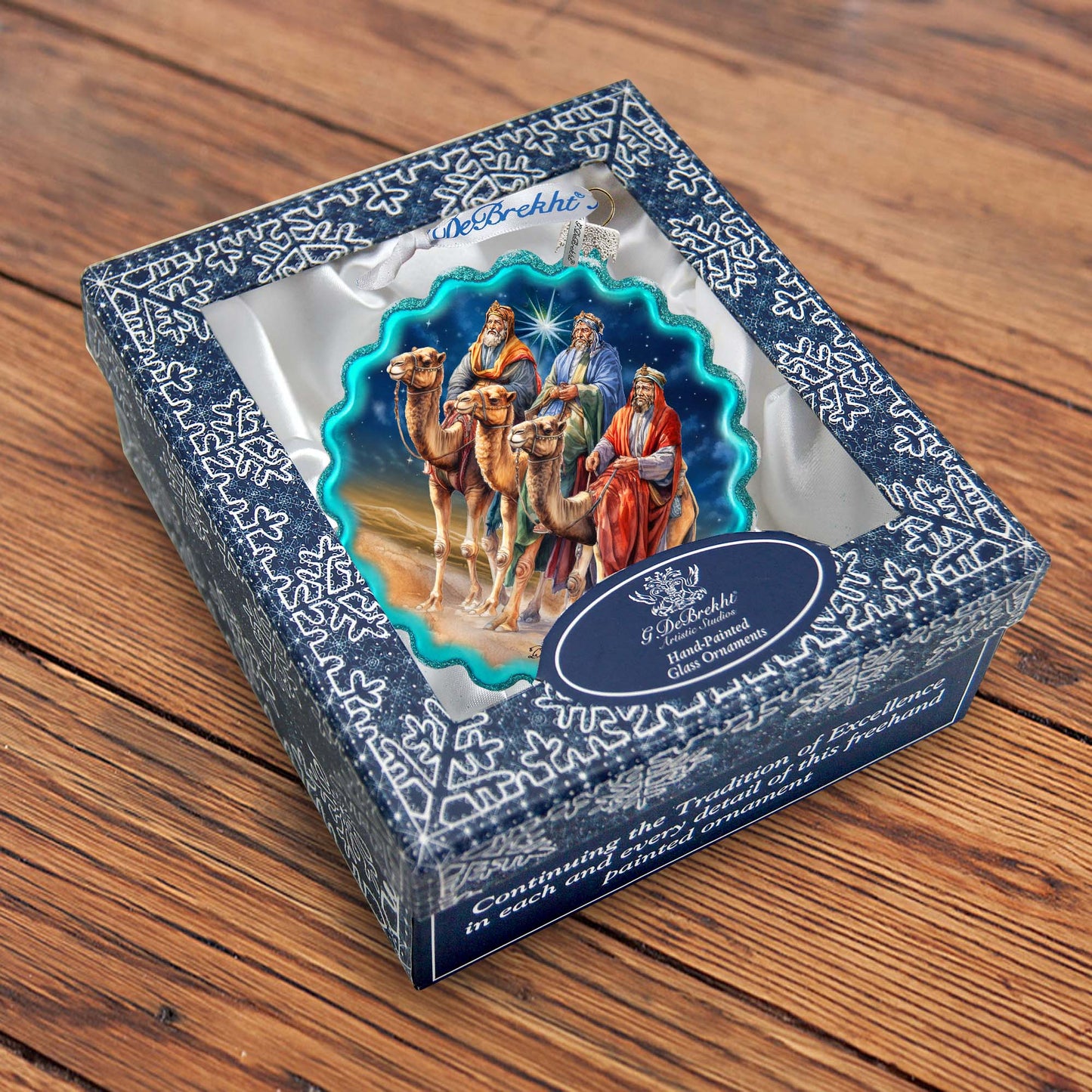 Three Kings Wreath Glass Ornament by G. Debrekht - Nativity Holiday Décor - 759-046