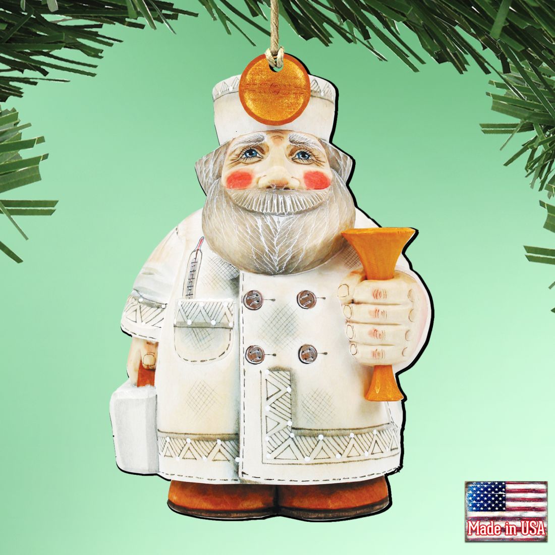 Doctor Santa Christmas Wooden Ornaments by G. DeBrekht - Christmas Santa Snowman Decor - 8151921