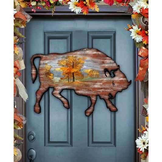 Buffalo Vintage Wildlife Door Decor - G. DeBrekht - Wildlife Holiday Decor - 8198212H