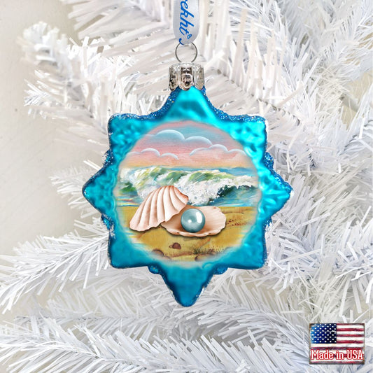 Pearl Shell Mercury Glass Ornament by G. DeBrekht - Coastal Holiday Decor - 775485