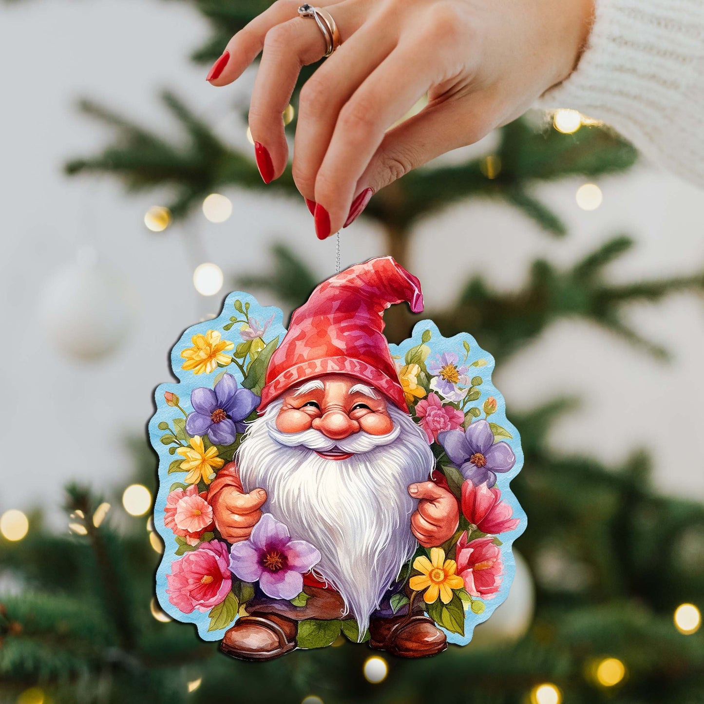 Garden Gnomes Decorative Wooden Ornaments Set of 3 by G. Debrekht - Spring Easter Decor - 8091030-S3