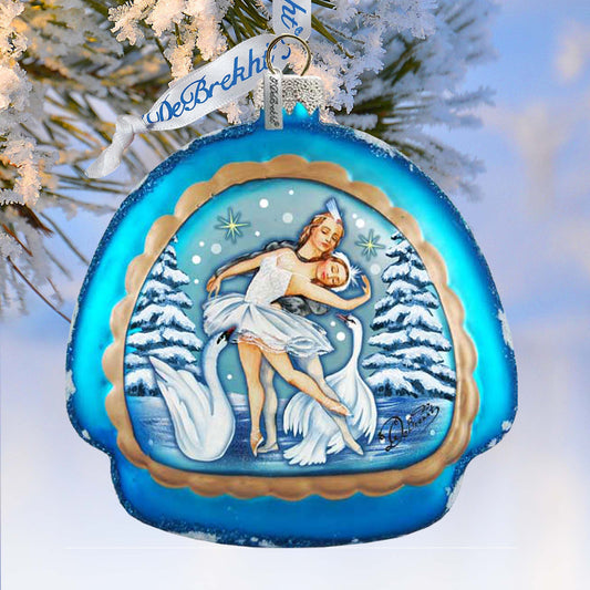 Swan lake rainbow, Scenic Glass Ornament by G. DeBrekht 756-004