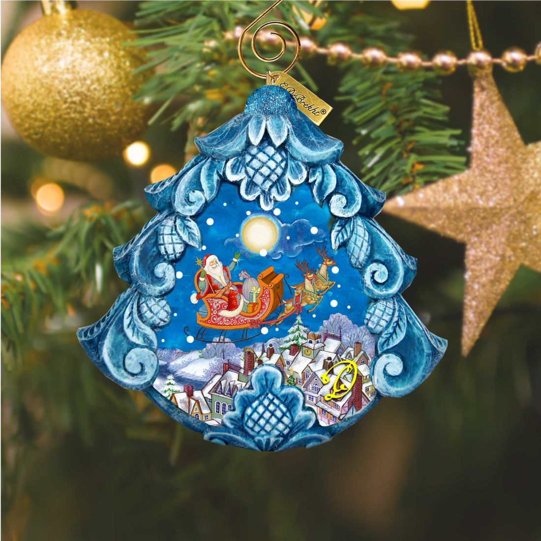 All a Good Night Sculpted Hand-Painted Christmas Ornament by G. DeBrekht - Christmas Santa Snowman Decor - 610279