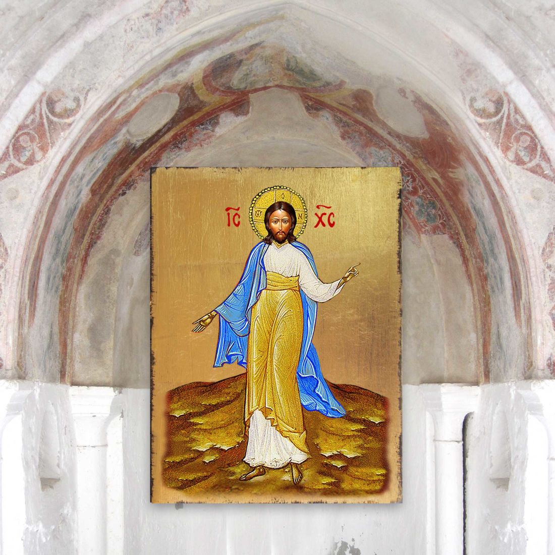 Jesus Wooden Gold Plated Religious Christian Sacred Icon - Inspirational Icon Decor - 85051