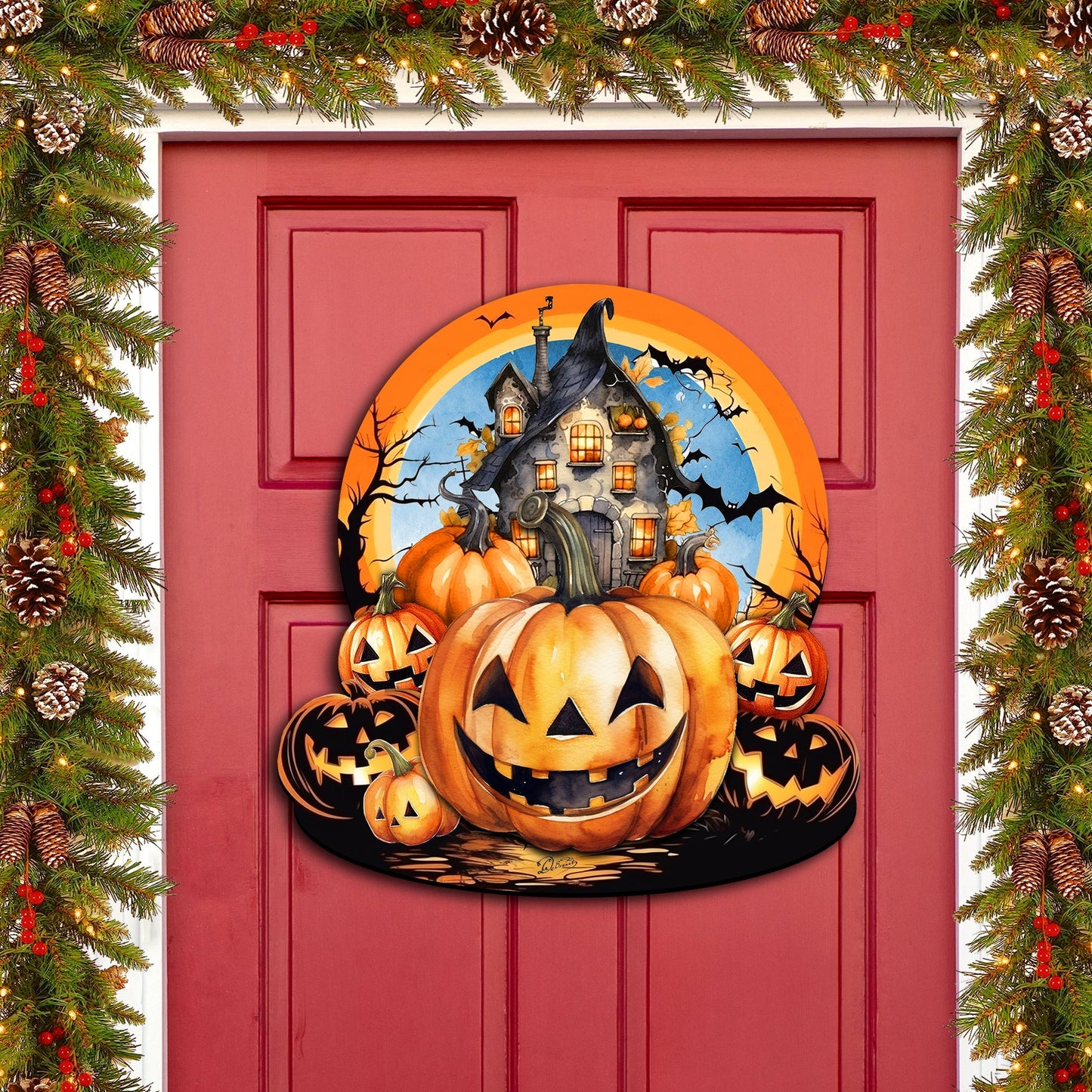 Haunted House Holiday Door Decor by G. Debrekht - Thanksgiving Halloween Decor - 8611041-2H