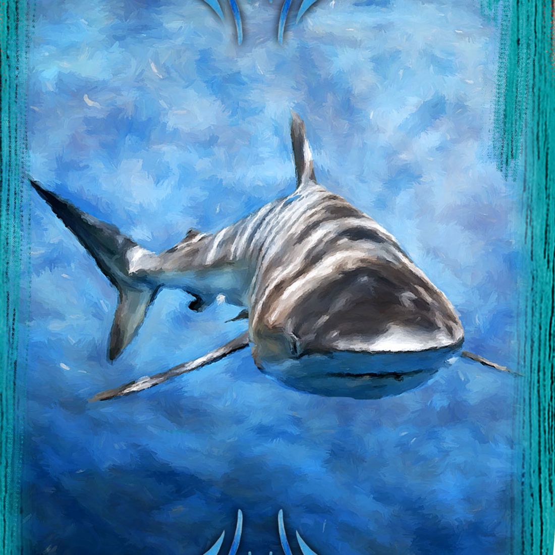 Shark Surfboard Coastal Door Art by G. DeBrekht - Coastal Sea-Life Decor - 8490104HS