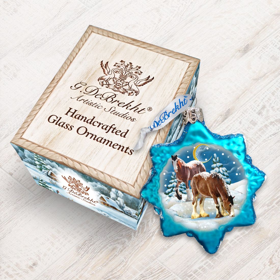 Santa Horse Mercury Glass Ornament by G. DeBrekht - Wildlife Holiday Décor - 771022