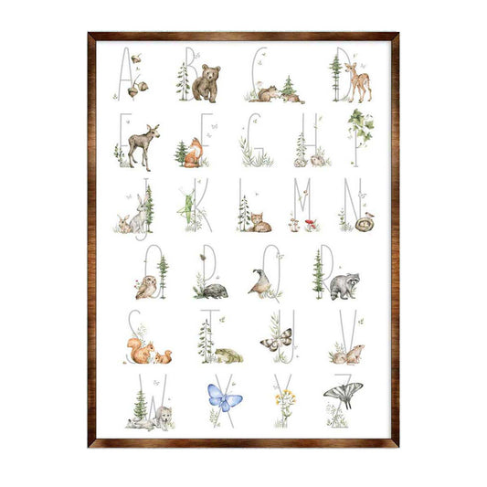 Nature Alphabet Wall decor - Wooden Watercolor Alphabet art - Homeschool I Nature Study - Art for kids - Alphabet - Classroom Decor - 310212