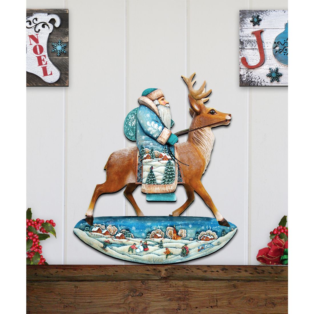 Reindeer Ride Santa Christmas Door Decor by G. DeBrekht - Christmas Santa Snowman Decor - 8151123H