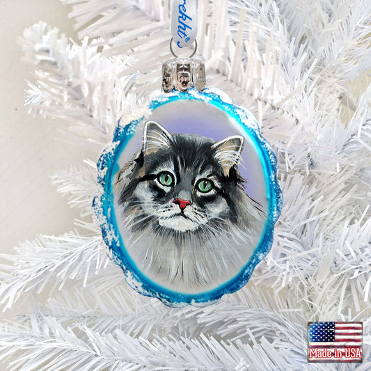 Siberian Forest Cat Mercury Glass Ornament by G. DeBrekht - Pets Dog and Cats Décor - 774015