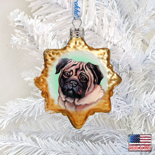 Cute Pug Mercury Glass Ornament by G. DeBrekht - Pets Dog and Cats Décor - 774019