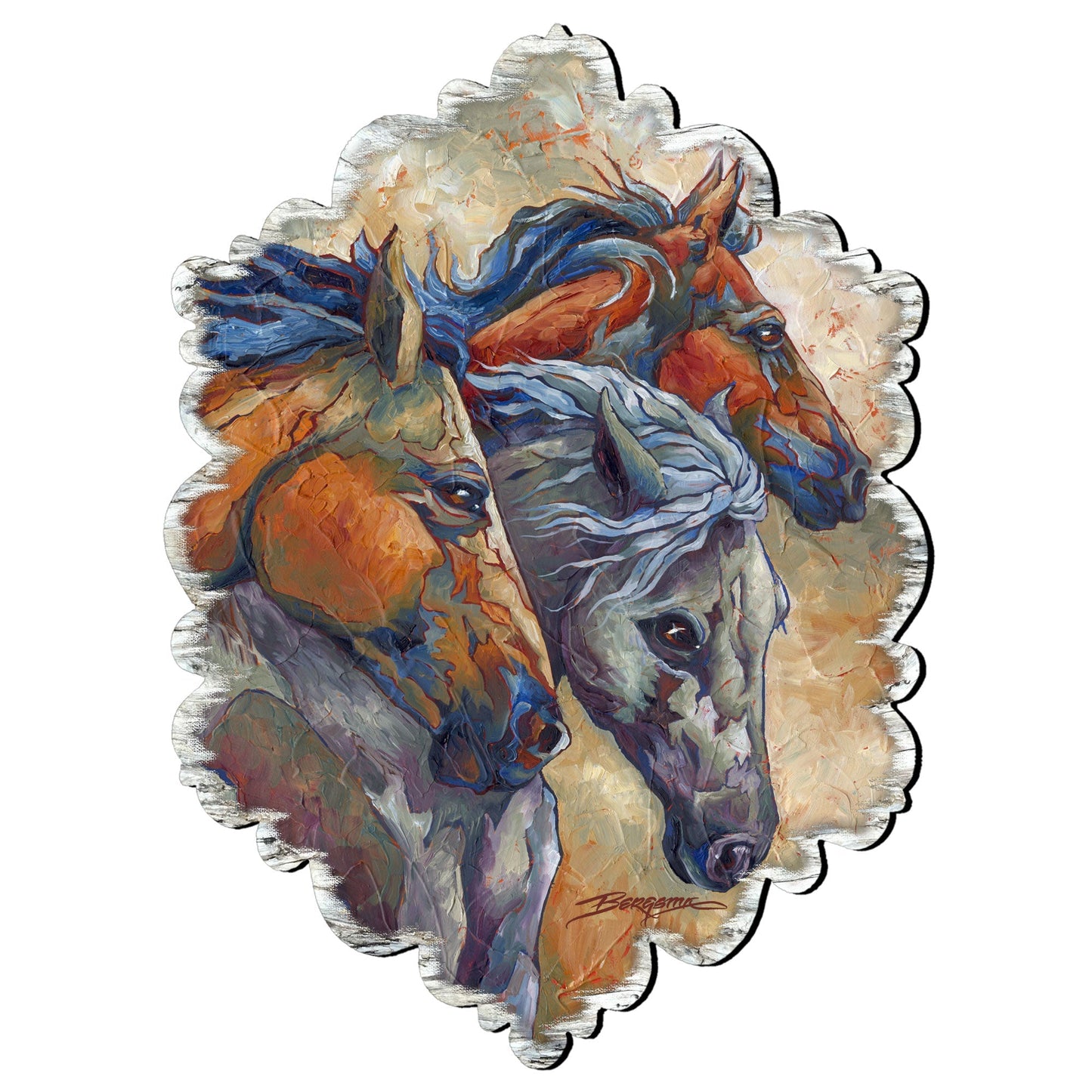 Let Them Run Horse Heads Wall Art by J. Bergsma - Wildlife Holiday Decor - 8591259W-JB