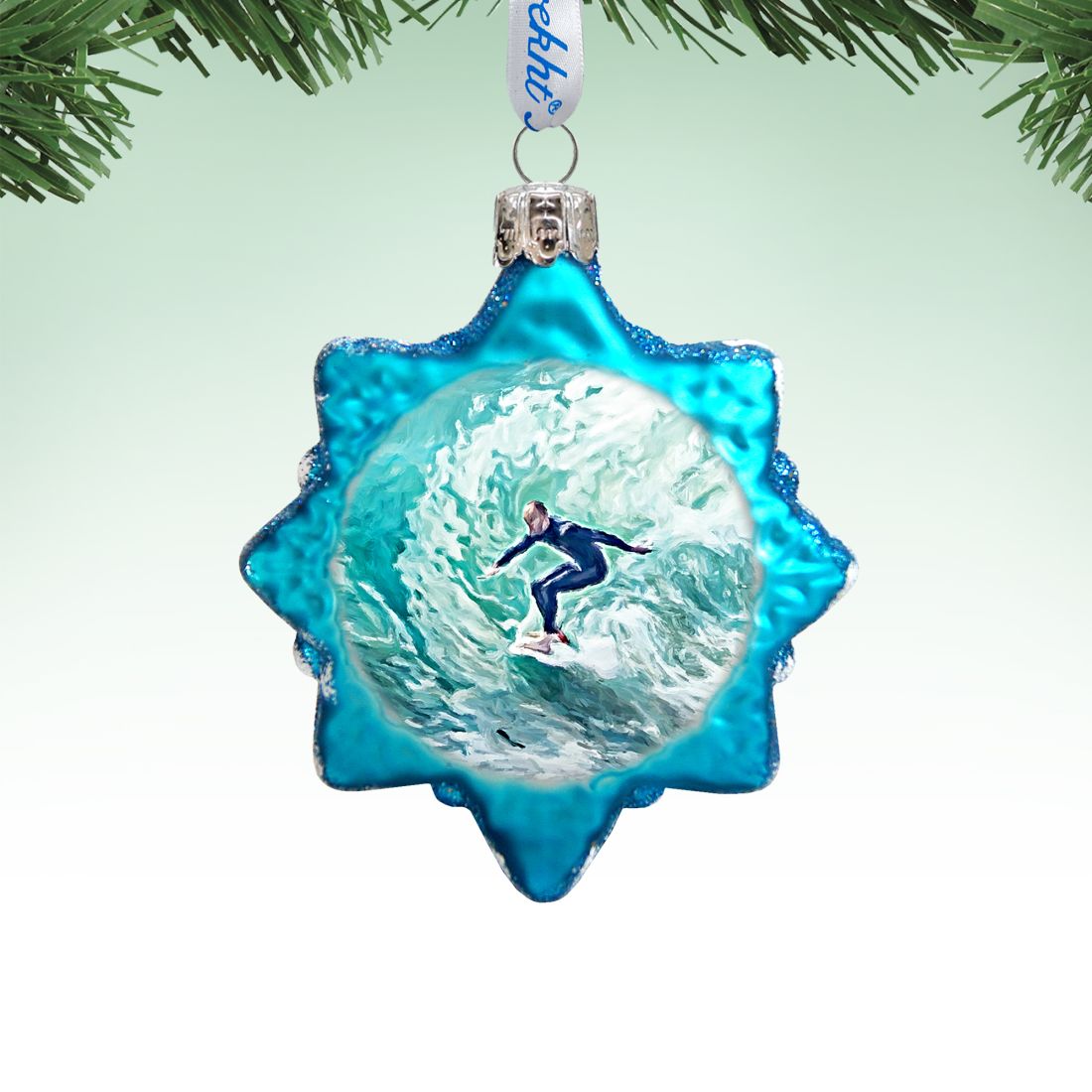 Surfers Mercury Glass Ornament by G. DeBrekht - Coastal Holiday Décor - 775486